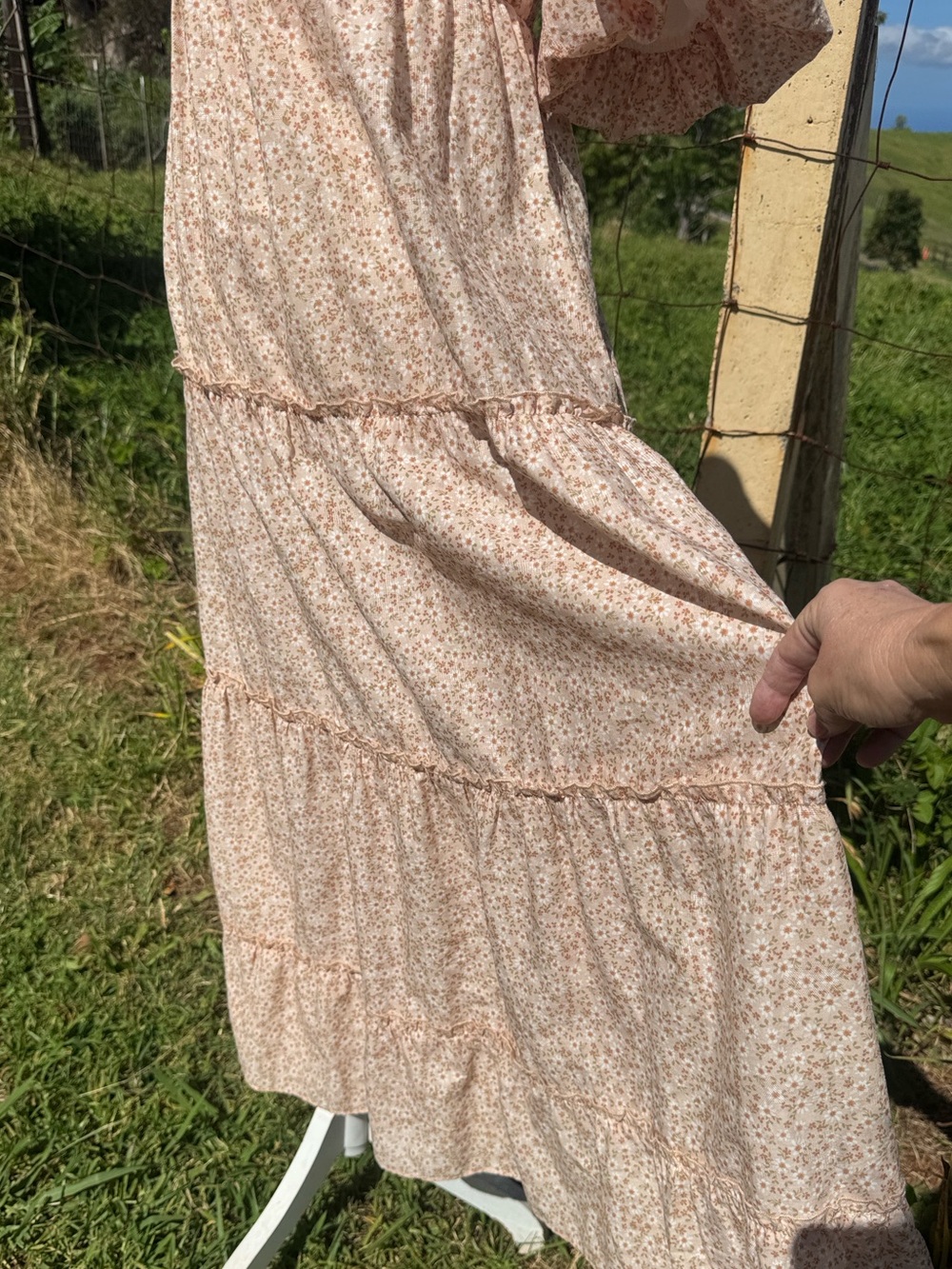 Show Me Your Mumu Odette Midi Dress Ditsy Floral Linen Blend Peasant Feminine L - Picture 8 of 11
